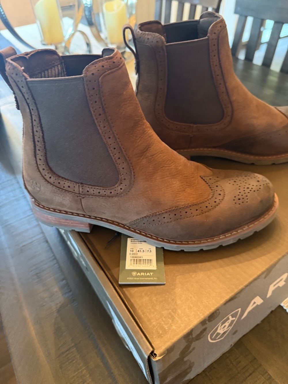 Ariat Brown Leather Ankle Booties - Picture 9 of 16